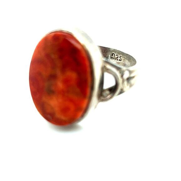 Sterling Silver 925 Reddish Color Stone Ring - Picture 5 of 7